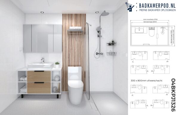 Badkamer prefab met douche